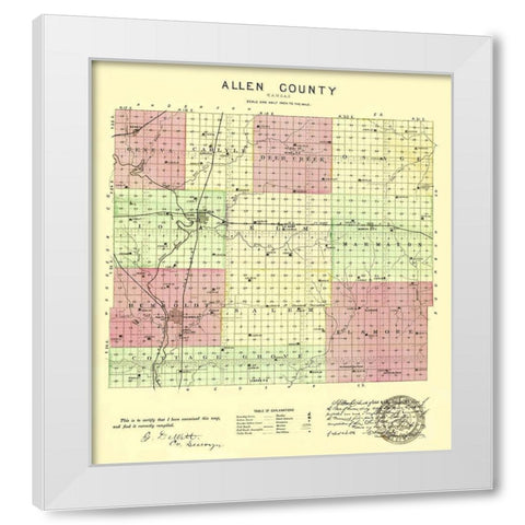 Allen Kansas - Everts 1887 White Modern Wood Framed Art Print by Everts