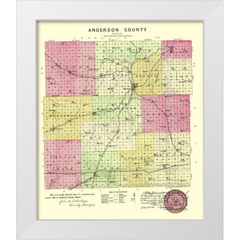 Anderson Kansas - Everts 1887 White Modern Wood Framed Art Print by Everts