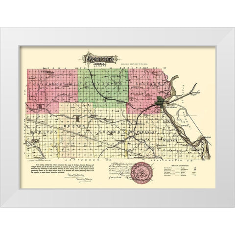 Atchison Kansas - Everts 1887 White Modern Wood Framed Art Print by Everts