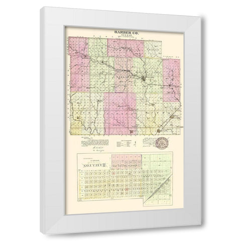 Barber Kansas - Everts 1887 White Modern Wood Framed Art Print by Everts