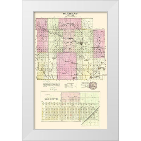 Barber Kansas - Everts 1887 White Modern Wood Framed Art Print by Everts