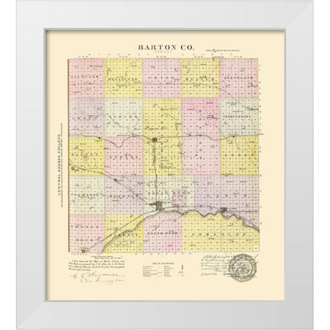 Barton Kansas - Everts 1887 White Modern Wood Framed Art Print by Everts