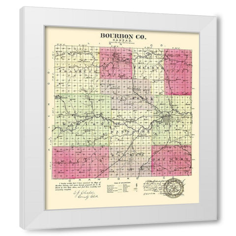 Bourbon Kansas - Everts 1887 White Modern Wood Framed Art Print by Everts