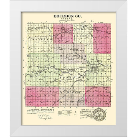 Bourbon Kansas - Everts 1887 White Modern Wood Framed Art Print by Everts