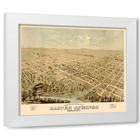 Baxter Springs Kansas - Glover 1871  White Modern Wood Framed Art Print by Glover