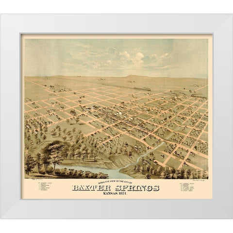 Baxter Springs Kansas - Glover 1871  White Modern Wood Framed Art Print by Glover