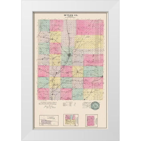 Butler Kansas - Everts 1887 White Modern Wood Framed Art Print by Everts