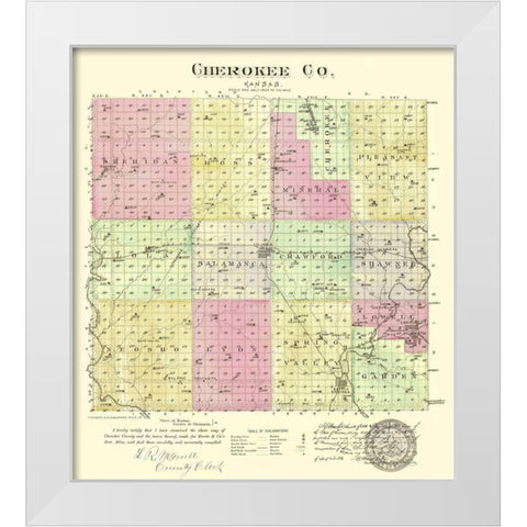 Cherokee Kansas - Everts 1887 White Modern Wood Framed Art Print by Everts