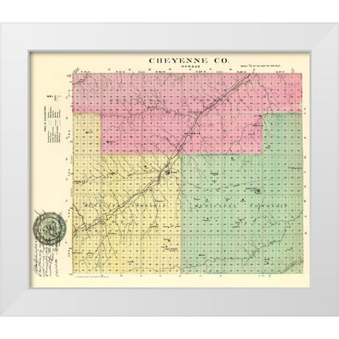 Cheyenne Kansas - Everts 1887 White Modern Wood Framed Art Print by Everts