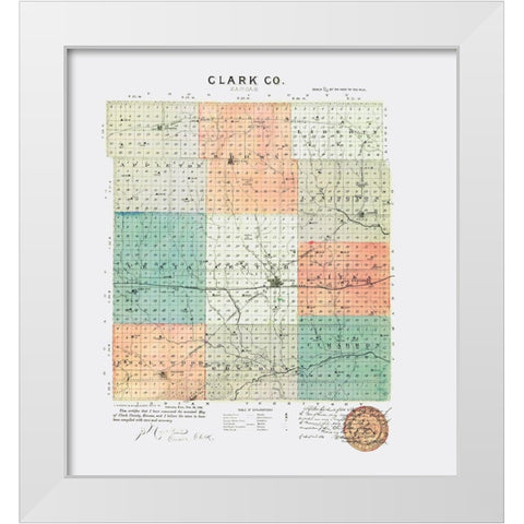 Clark Kansas - Everts 1887 White Modern Wood Framed Art Print by Everts