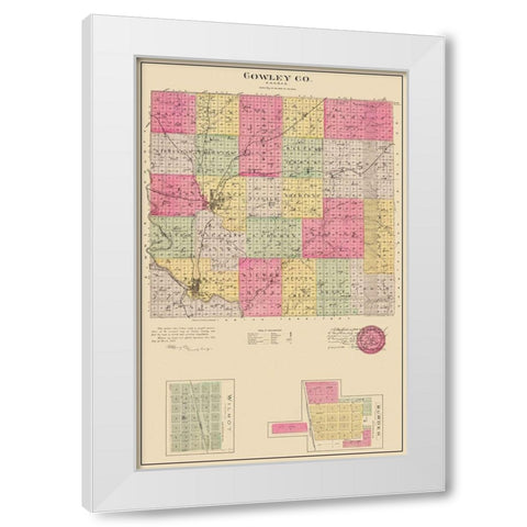 Cowley Kansas - Everts 1887 White Modern Wood Framed Art Print by Everts