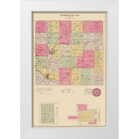 Cowley Kansas - Everts 1887 White Modern Wood Framed Art Print by Everts