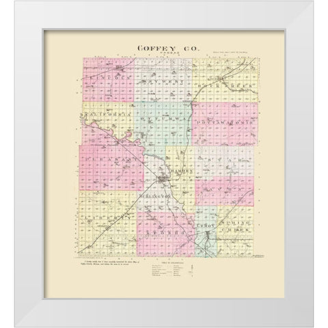Coffey Kansas - Everts 1887 White Modern Wood Framed Art Print by Everts