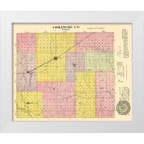 Comanche Kansas - Everts 1887 White Modern Wood Framed Art Print by Everts