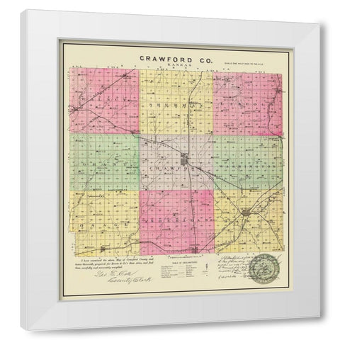 Crawford Kansas - Everts 1886 White Modern Wood Framed Art Print by Everts