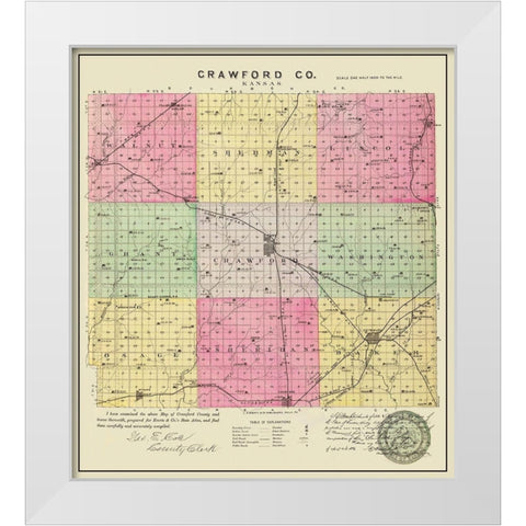Crawford Kansas - Everts 1886 White Modern Wood Framed Art Print by Everts