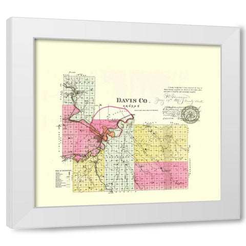 Davis Kansas - Everts 1887 White Modern Wood Framed Art Print by Everts