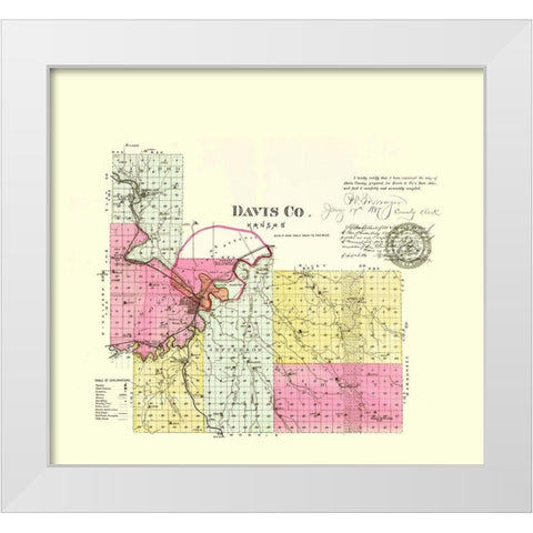 Davis Kansas - Everts 1887 White Modern Wood Framed Art Print by Everts