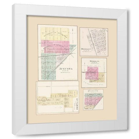 Degraff, Augusta, Rosalia, Aliceville, Ottumwa White Modern Wood Framed Art Print by Everts