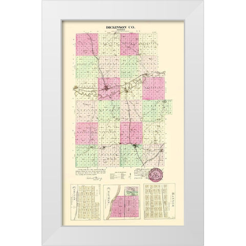 Dickinson Kansas - Everts 1887 White Modern Wood Framed Art Print by Everts