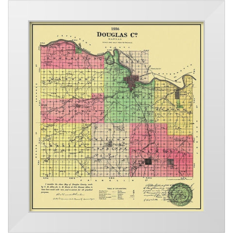 Douglas County Kansas - Allen 1886 White Modern Wood Framed Art Print by Allen