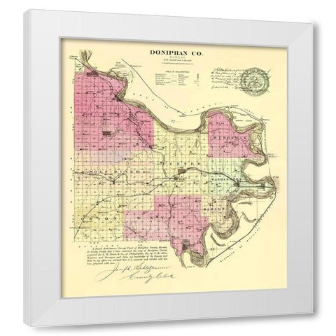 Doniphan Kansas - Everts 1887 White Modern Wood Framed Art Print by Everts