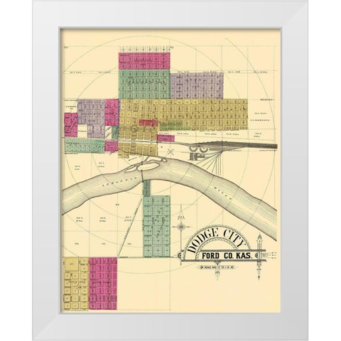 Dodge City Kansas - Everts 1887 White Modern Wood Framed Art Print by Everts