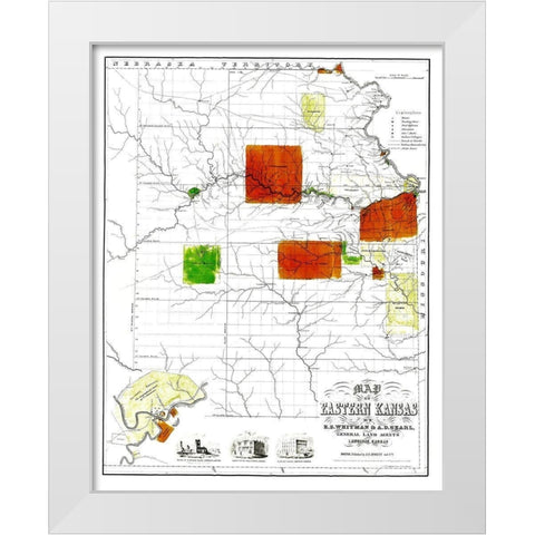 Kansas Eastern - Jewett 1856 White Modern Wood Framed Art Print by Jewett