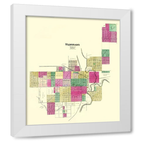 Eldorado Kansas Landowner - Everts 1887 White Modern Wood Framed Art Print by Everts