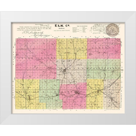 Elk Kansas - Everts 1887 White Modern Wood Framed Art Print by Everts