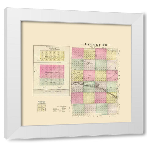 Finney Kansas - Everts 1887 White Modern Wood Framed Art Print by Everts