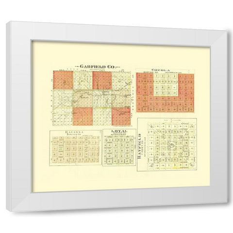 Garfield Kansas - Everts 1887 White Modern Wood Framed Art Print by Everts