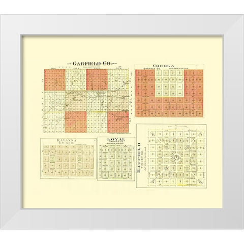 Garfield Kansas - Everts 1887 White Modern Wood Framed Art Print by Everts