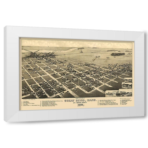 Great Bend Kansas - Stoner 1882  White Modern Wood Framed Art Print by Stoner