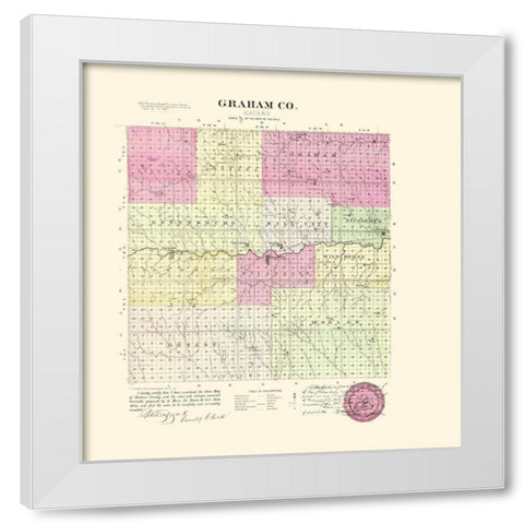 Graham Kansas - Everts 1887 White Modern Wood Framed Art Print by Everts