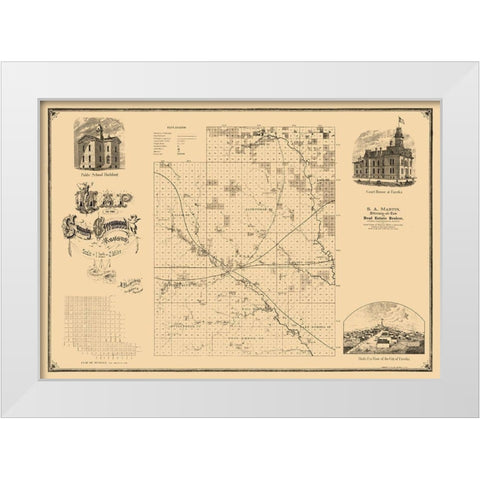 Greenwood County Kansas - Hoenscheidt 1877  White Modern Wood Framed Art Print by Hoenscheidt