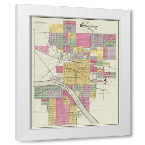 Hutchinson Kansas Landowner - Everts 1887 White Modern Wood Framed Art Print by Everts