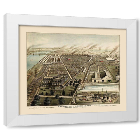 Kansas City Stockyards Kansas - Child 1870 White Modern Wood Framed Art Print by Child