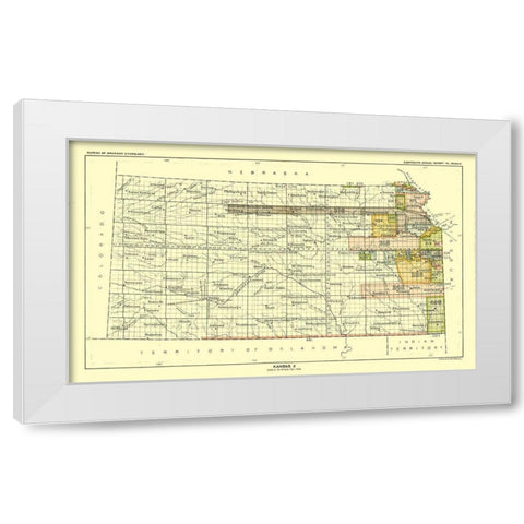 Kansas - Hoen 1896 White Modern Wood Framed Art Print by Hoen