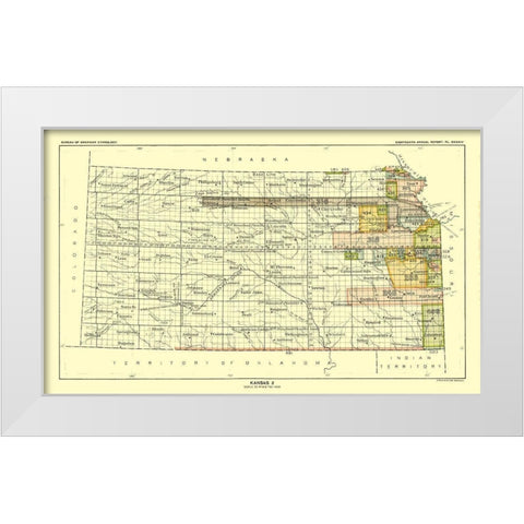 Kansas - Hoen 1896 White Modern Wood Framed Art Print by Hoen