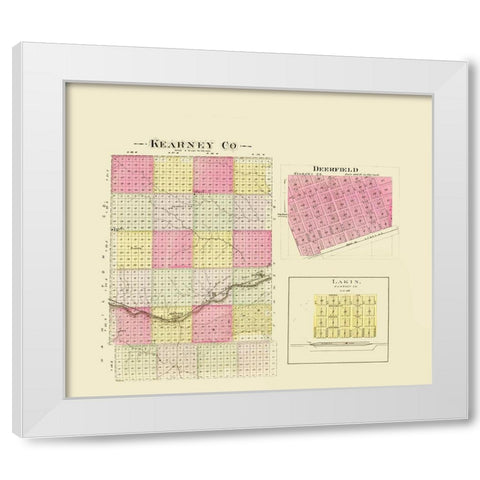 Kearney Kansas - Everts 1887 White Modern Wood Framed Art Print by Everts