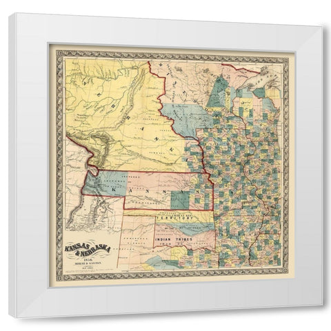 Kansas Nebraska - Gaston 1856  White Modern Wood Framed Art Print by Gaston