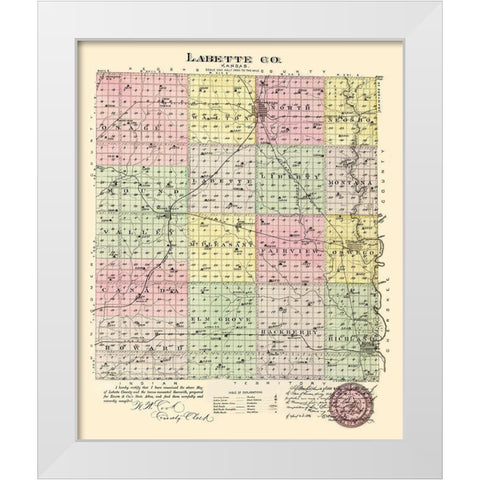 Labette Kansas - Everts 1887 White Modern Wood Framed Art Print by Everts