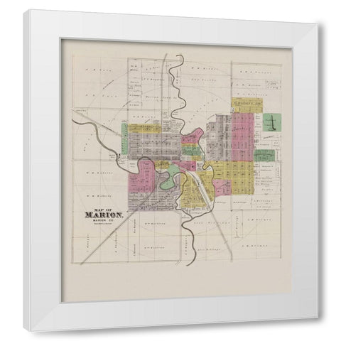 Marion Kansas -Everts 1887 White Modern Wood Framed Art Print by Everts