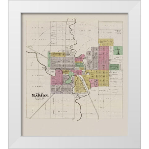 Marion Kansas -Everts 1887 White Modern Wood Framed Art Print by Everts