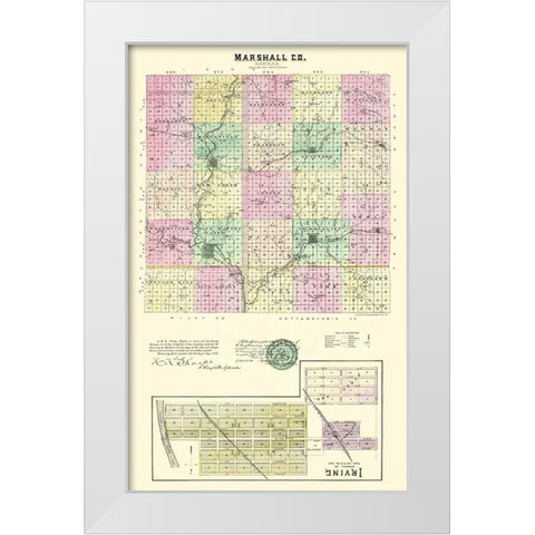 Marshall Kansas - Everts 1887 White Modern Wood Framed Art Print by Everts