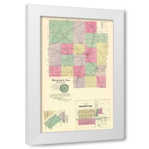 Marion Kansas - Everts 1887 White Modern Wood Framed Art Print by Everts