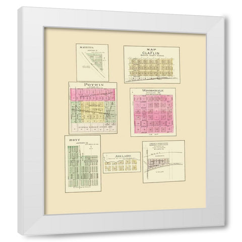 Mayetta, Claflin, Potwin, Woodsdale, Hoyt Kansas White Modern Wood Framed Art Print by Everts