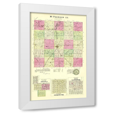 Mcpherson Kansas - Everts 1887 White Modern Wood Framed Art Print by Everts