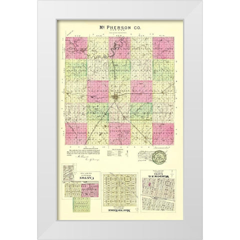 Mcpherson Kansas - Everts 1887 White Modern Wood Framed Art Print by Everts